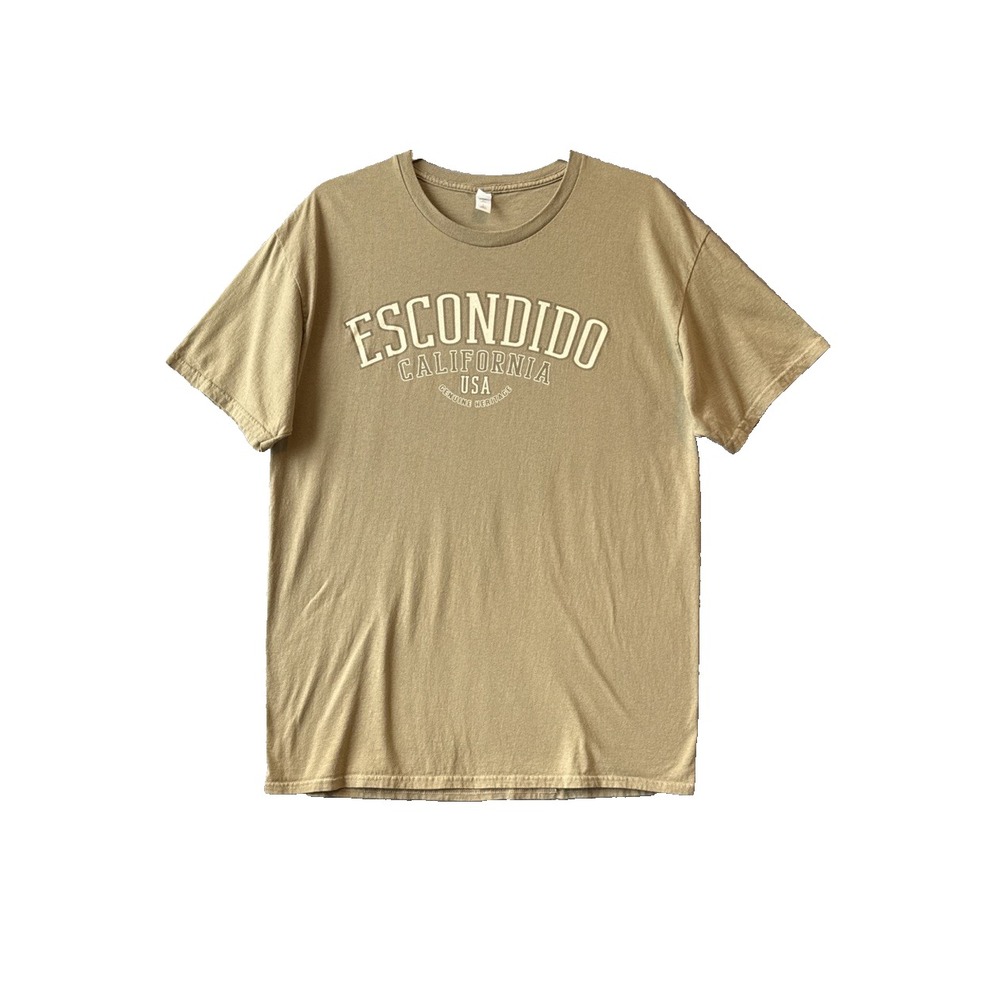Escondido California T Shirt L Fruit of the Loom HD Cotton Tan Earthy Gorpcore